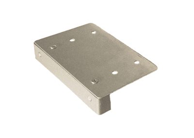 The 5 Inch Ledge Series is a rectangular metal mounting bracket with four screw holes on the surface and two on the vertical side for secure ledge installation, shown on a white background.