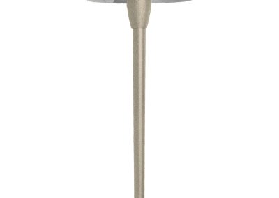 The Zumbra 7 Series beige outdoor pathway light features a domed wide-brim shade and straight pole, offering stylish and functional illumination.