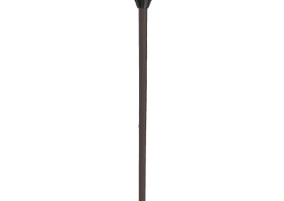 The Zumbra 9 Series path light features a dark finish, a wide dome-shaped top, and a long, straight pole—perfect for outdoor landscape lighting.