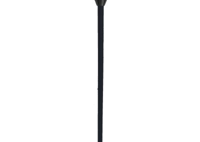 A Zumbra 9 Series outdoor path light in black features a wide conical shade and a long, straight stake for simple ground installation.