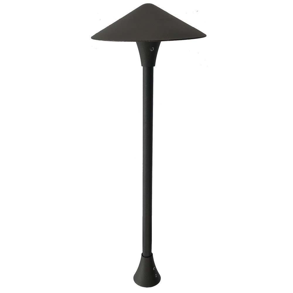 A Centino Series black pole with landscape lighting.
