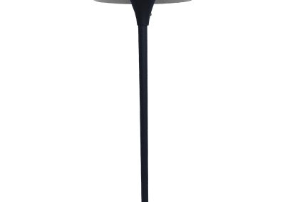 The Centino Series outdoor pathway light features a conical shade and slender pole, adding modern elegance to any garden or walkway.