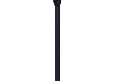 A black Centino Heavy Duty Series outdoor bollard light with a conical top and cylindrical pole is shown against a white background.