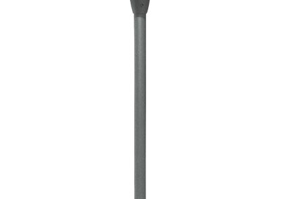A gray Centino Heavy Duty Series outdoor light post with a straight pole and conical top shade is shown against a white background.