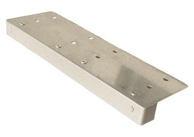 The 10 inch Ledge Series is a metal mounting bracket with multiple holes on a flat, rectangular surface and a bent ledge, shown on a white background.