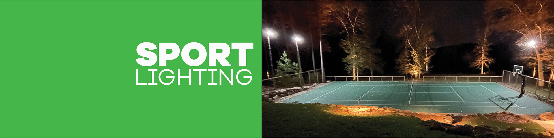 A green screen with the words landscape lighting and garden lights.
