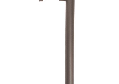 The Tubelle is a brown metal outdoor path light featuring a right-angle design with an integrated LED beneath its horizontal section.